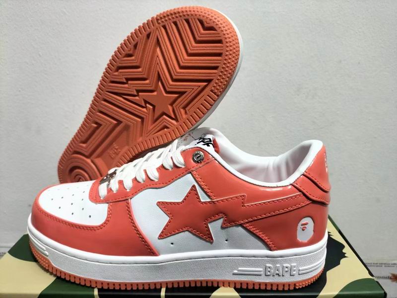 BAPE STA Red and White Low-Top Sneakers (EU 36-46)
